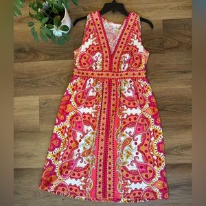 London Times Sleeveless V Neck Dress